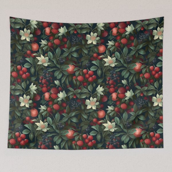 Item preview, Summer Garden Berries Botanical Illustration Pattern designed and sold by semisoberme.