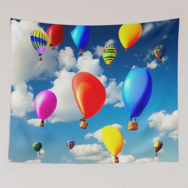 Item preview, colored balloons on a blue background in the sky   designed and sold by JaroDesign2023.