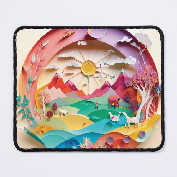 Item preview, beautiful landscape with rainbow colors, paper cut style designed and sold by artpapercuts.