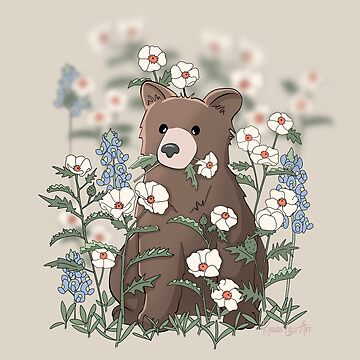Artwork thumbnail, Brown Bear with Wildflowers by RhondaLuluArt