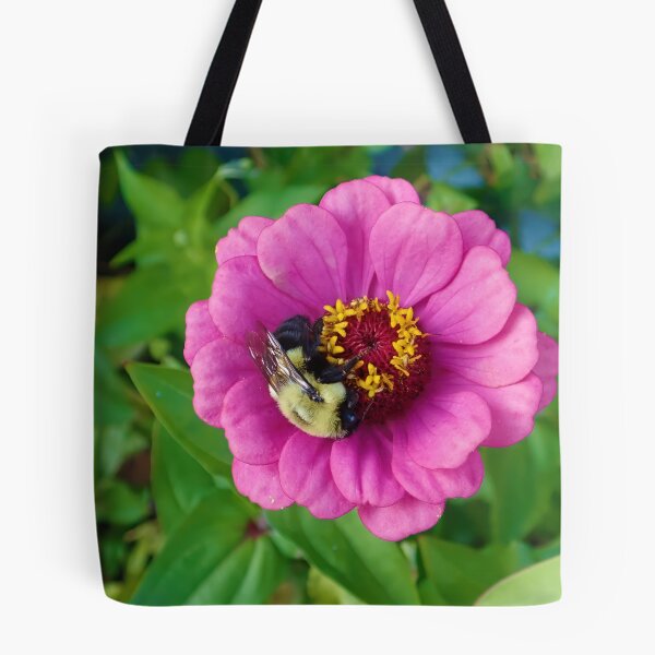 Item preview, Pollination in Progress: Bee inside Pink Zinnia designed and sold by CommandoCrane.