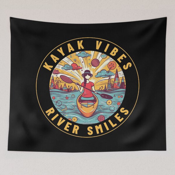Item preview, Kayak Vibes, River Smiles - A Kayaking Design designed and sold by Mindful-Designs.