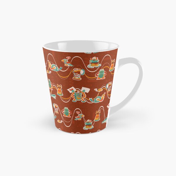 Item preview, Cute and Colorful Rows of Office Robots in green, orange, yellow and reddish colors on a technical brown background designed and sold by Melissa Plugge-Dekker.