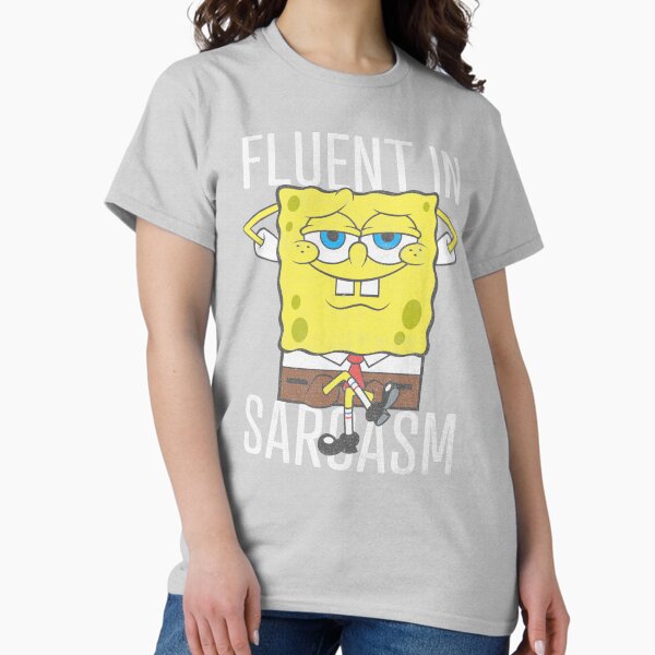 Vista previa del artículo con la obra «SpongeBob SquarePants fluido en sarcasmo relajado», diseñado y vendido por FifthSun.