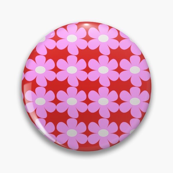 Item preview, Scandi style retro flowers - red and pink  designed and sold by BlackDogArtists.