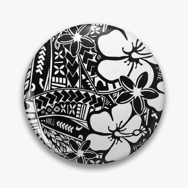 Item preview, Polynesian - Hawaiian Black And White Vintage Tribal With Floral designed and sold by sunnthreads.