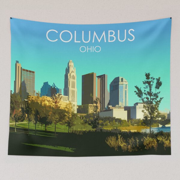 Item preview, Columbus, Ohio, USA, Travel Print designed and sold by summattodraw.
