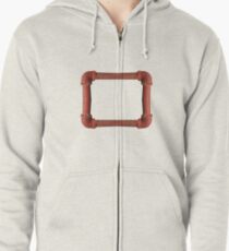 Rusty iron pipes assembled in a rectangle Zipped Hoodie