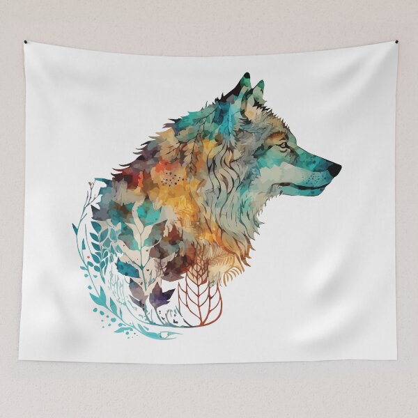 Item preview, A Bohemian Watercolor of a Wolf - Boho Animals designed and sold by GVRDesign.