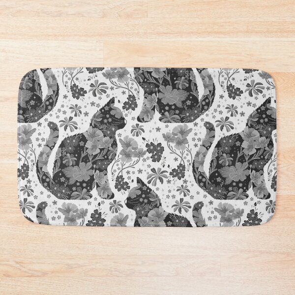 Item preview, Floral Cat - Black & White designed and sold by Meganlaine.