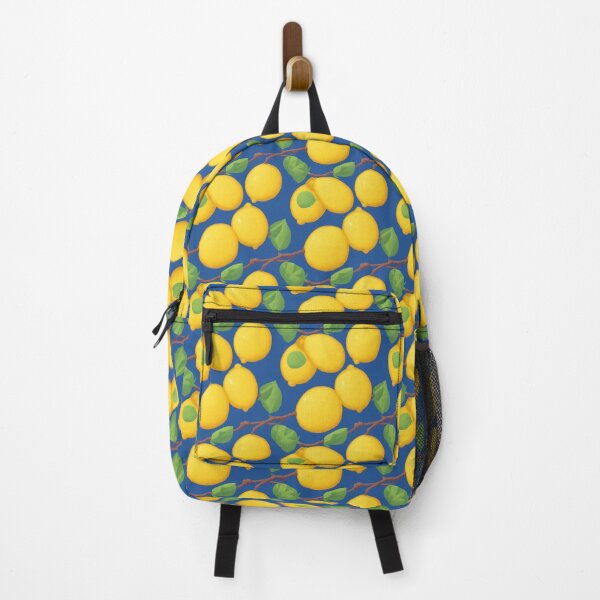 Item preview, Yellow Lemon Green Leaves Pattern on Blue Background designed and sold by Aaron2610.