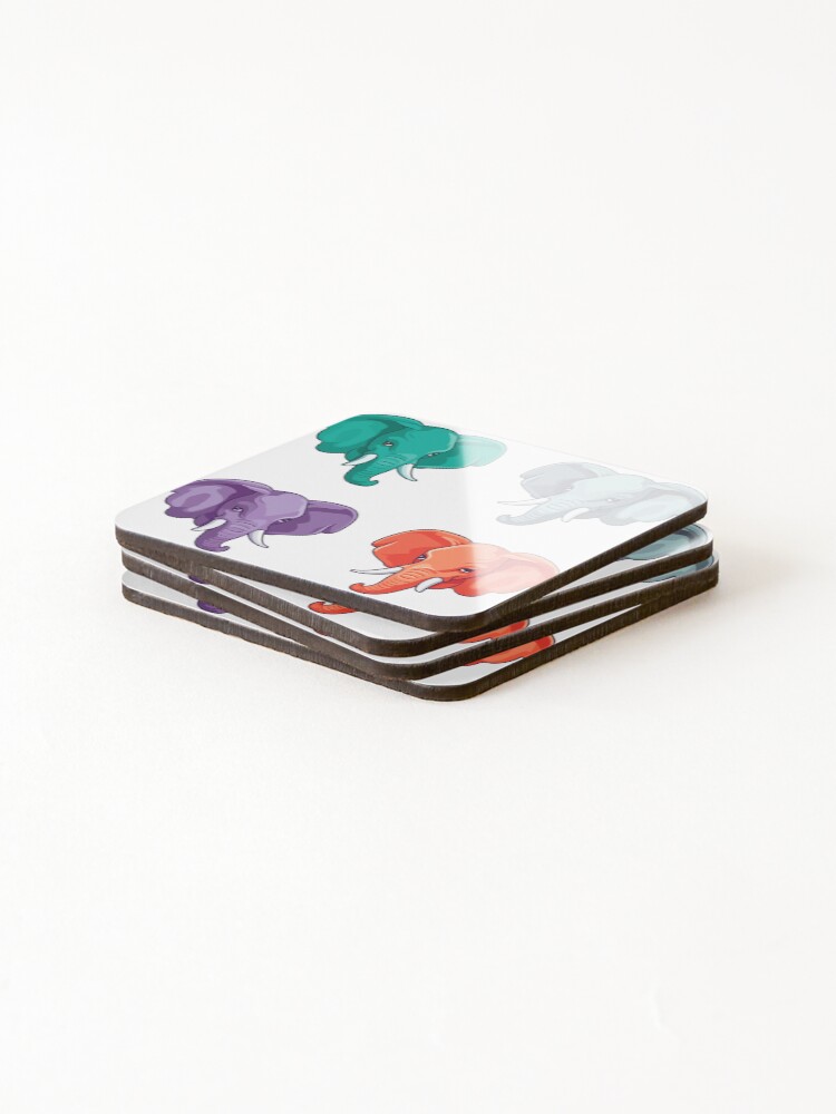 Thumbnail 4 of 5, Coasters (Set of 4), Elephant Sticker Pack designed and sold by StickerWorlds.