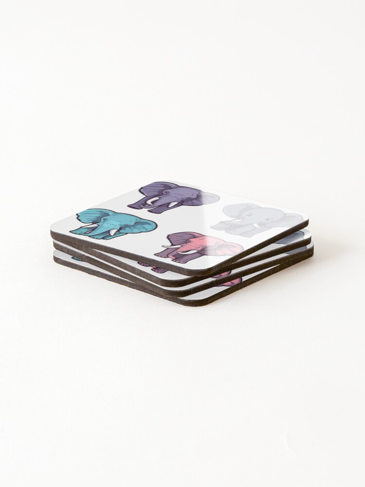 Thumbnail 4 of 5, Coasters (Set of 4), Elephant Sticker Pack designed and sold by StickerWorlds.