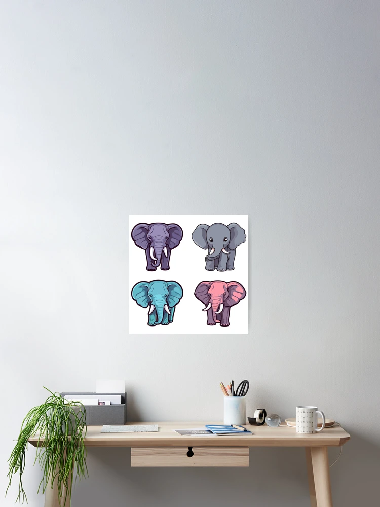 Thumbnail 2 of 3, Poster, Elephant Sticker Pack designed and sold by StickerWorlds.