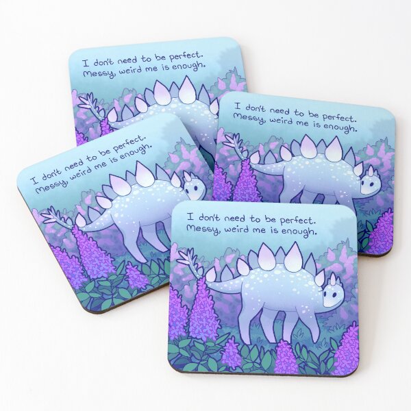 Item preview, "I Don't Need to Be Perfect" Lilac Stegosaurus designed and sold by thelatestkate.