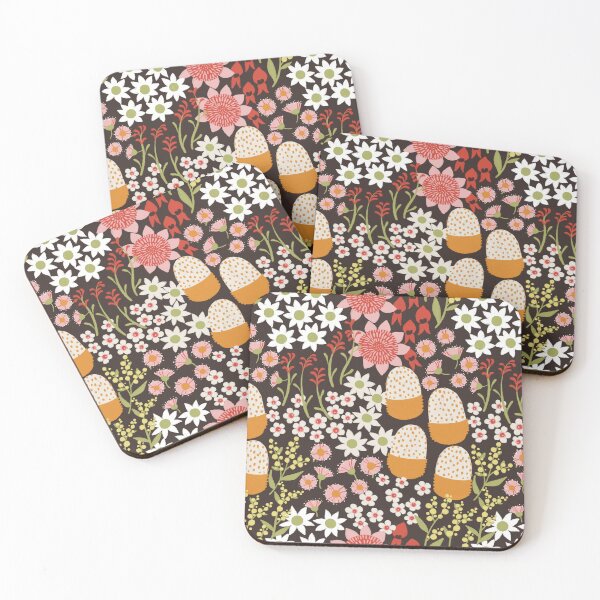 Item preview, Australiana Floral Quilt in Dark Brown designed and sold by The Wattle Studio.