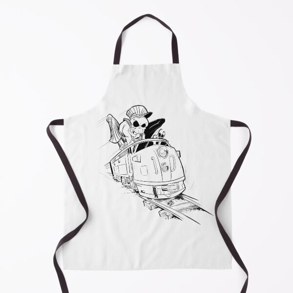 Item preview, Cartoon Diesel train graphic with "Boner" engineer Blk Line Art designed and sold by WarrenMuzakArt.
