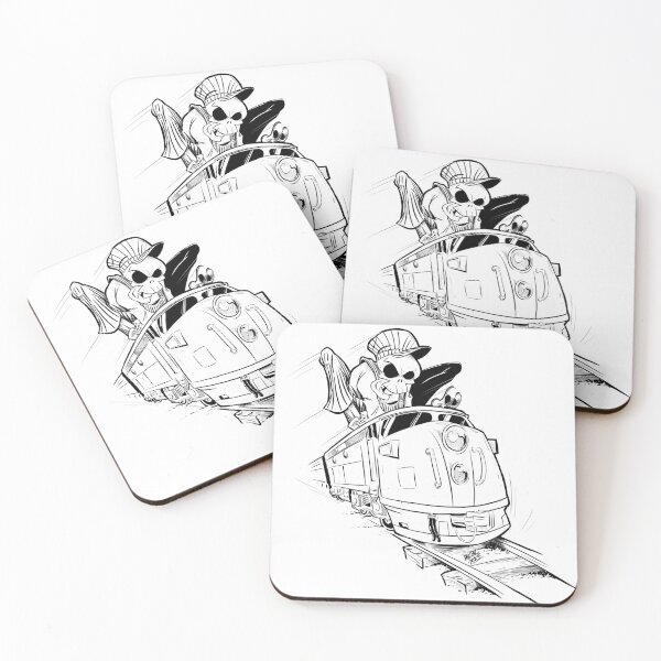 Item preview, Cartoon Diesel train graphic with "Boner" engineer Blk Line Art designed and sold by WarrenMuzakArt.
