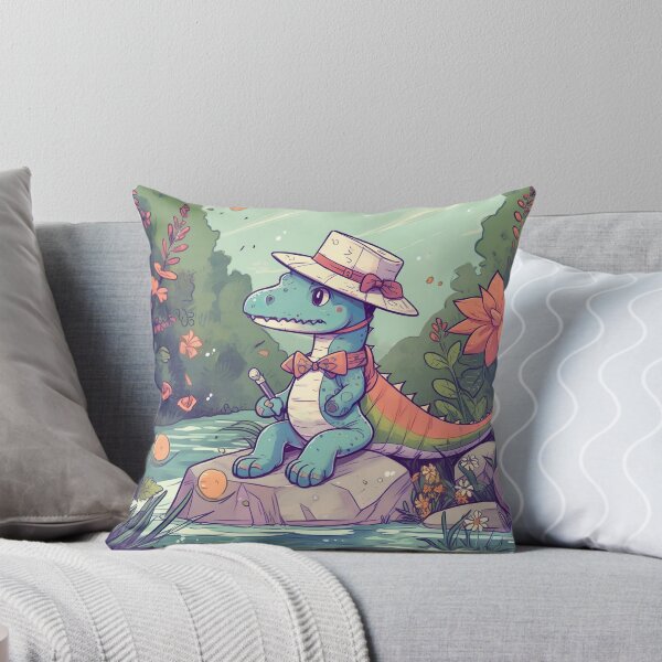 Artikelvorschau, Netter Dino, der auf einem Fluss sitzt entworfen und verkauft von SnowLiger.