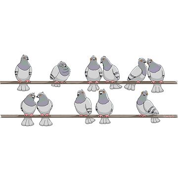Artwork thumbnail, Pigeon Party by RhondaLuluArt