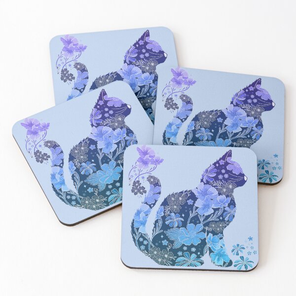 Item preview, Floral Cat - Blue Ombre designed and sold by Meganlaine.