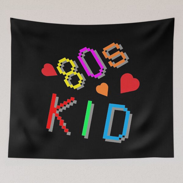 Item preview, 80s Kid. Colorful Retro Design with Hearts. (Black Background) designed and sold by ArtByLM.