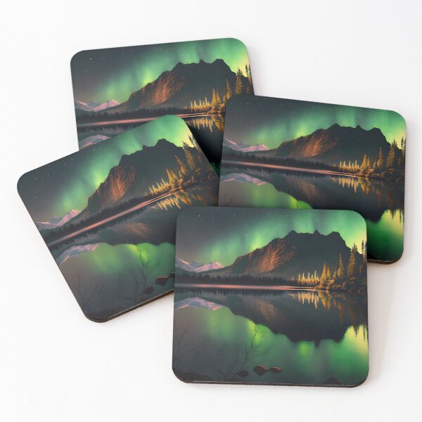 Item preview, Serene Lake Under Aurora Borealis and Moonlight - 4k Digital Image designed and sold by AtomicJoe12.