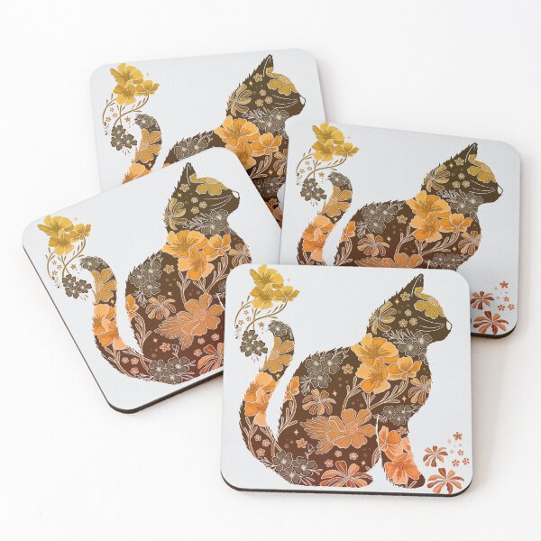 Item preview, Floral Cat - Orange Ombre designed and sold by Meganlaine.