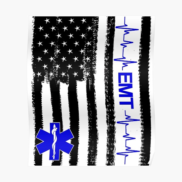 EMT Paramedic US Flag Poster