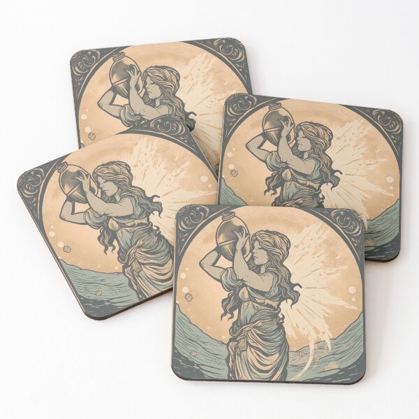 Item preview, Vintage Style Aquarius Zodiac Sign Art, Aquarius Zodiac Sign Gift, Aquarius for her and him designed and sold by ADGFX.