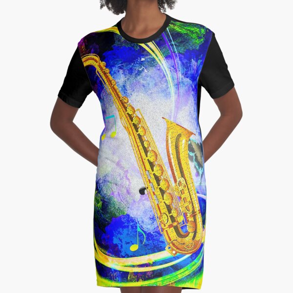 SAXOPHONE Graphic T-Shirt Dress
