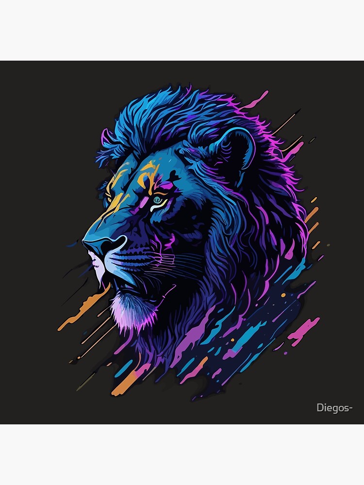 Discover Colorful Lion - Vibrant Wildlife Art for Your Home" Premium Matte Vertical Poster