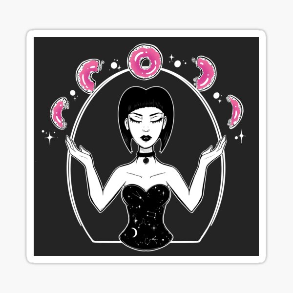 Spiritual pink donut moon phases witch Sticker Sticker