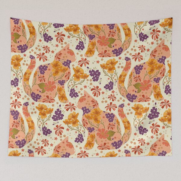 Item preview, Floral Cat - Peach designed and sold by Meganlaine.