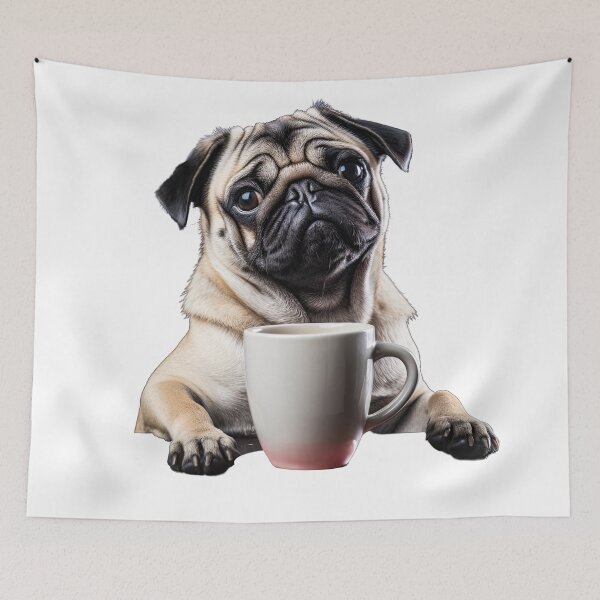 Item preview, Pug with Coffee for Caffeine Lovers designed and sold by ClawedCreations.