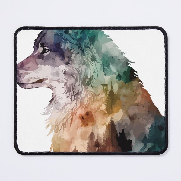 Item preview, A Bohemian Watercolor of a Wolf with Forest Pattern- Boho Animals designed and sold by GVRDesign.