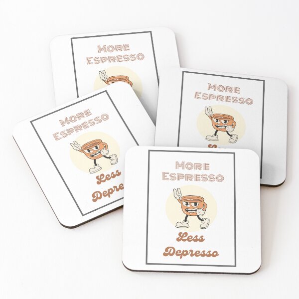Item preview, More Espresso Less Depresso Retro Print designed and sold by MasterpieceMash.