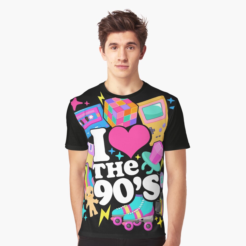 OM3 Back To The 90's T-shirt Dames - I Love The 90s Retro Print, S Tot XXL