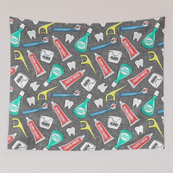 Item preview, dental hygiene - gray linen texture designed and sold by littlearrow.
