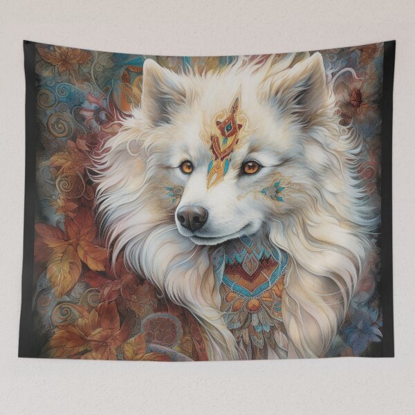 Item preview, Tribal American Eskimo Dog Pop Art 2 designed and sold by DiatomDesigns.