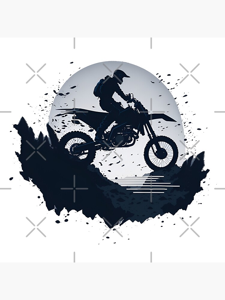 Black silhouettes Motocross rider on a motorcycle. Vector