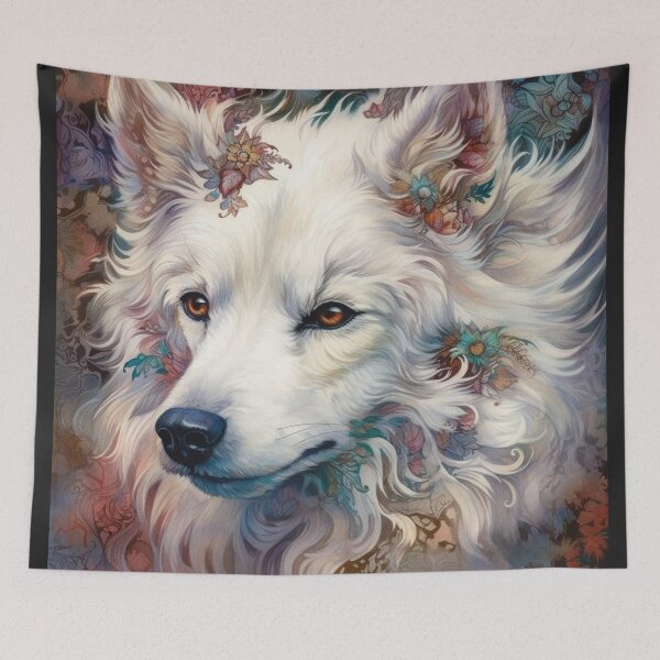 Item preview, Tribal American Eskimo Dog Pop Art 3 designed and sold by DiatomDesigns.