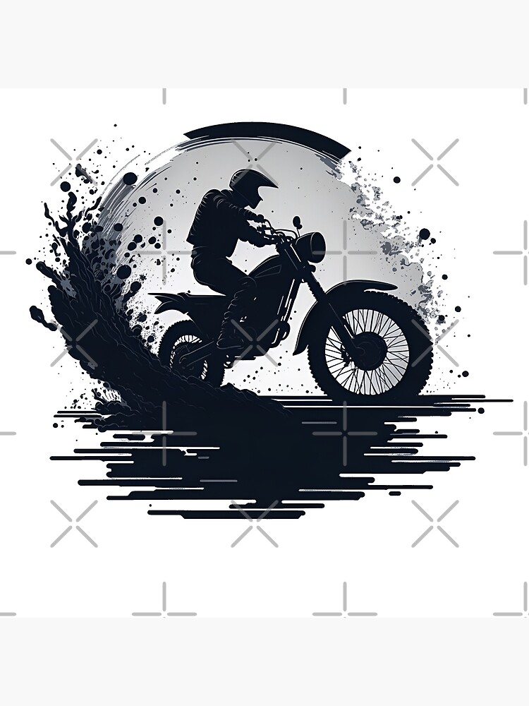 Black silhouettes Motocross rider on a motorcycle. Vector