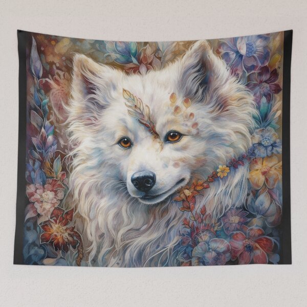 Item preview, Floral American Eskimo Dog Pop Art 4 designed and sold by DiatomDesigns.