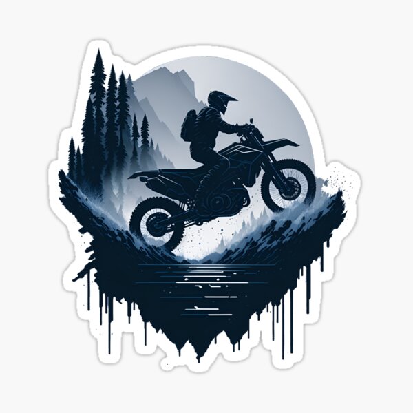 Motorcycle Motocross X Silhouette Black Vector #6 Sticker for