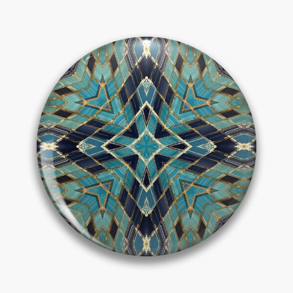 Artikelvorschau, Blue Tile and Gold Grout Kaleidoscope Pattern 7 entworfen und verkauft von Swabcraft.