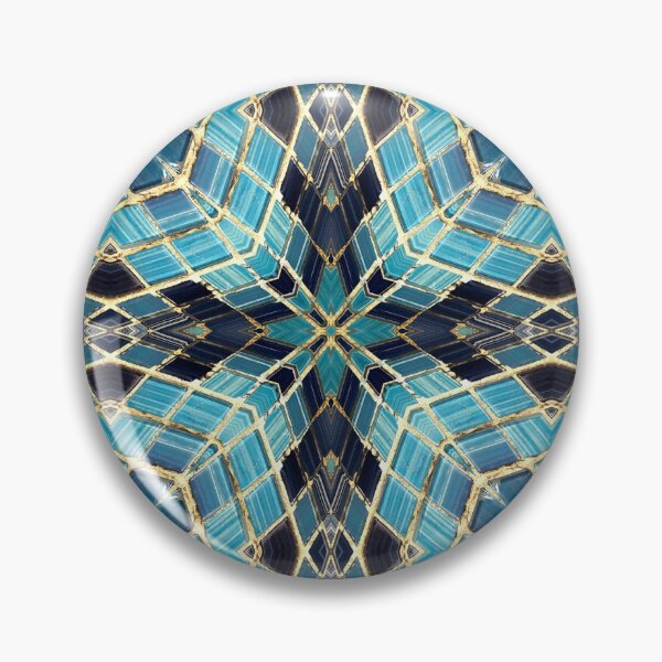 Artikelvorschau, Blue Tile and Gold Grout Kaleidoscope Pattern 8 entworfen und verkauft von Swabcraft.