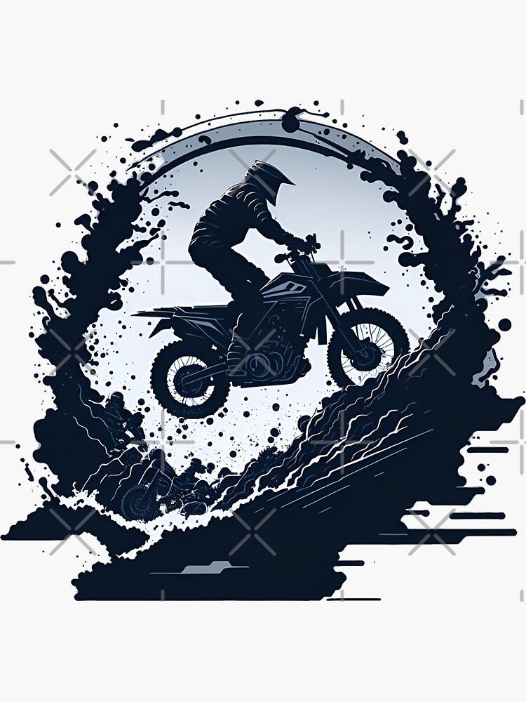 Black silhouettes Motocross rider on a motorcycle. Vector