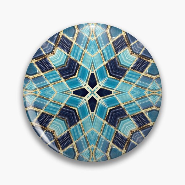 Artikelvorschau, Blue Tile and Gold Grout Kaleidoscope Pattern 9 entworfen und verkauft von Swabcraft.
