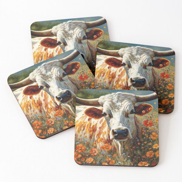 Item preview, Longhorn Cattle In A Field Of Wildflowers designed and sold by Gypsykiss.